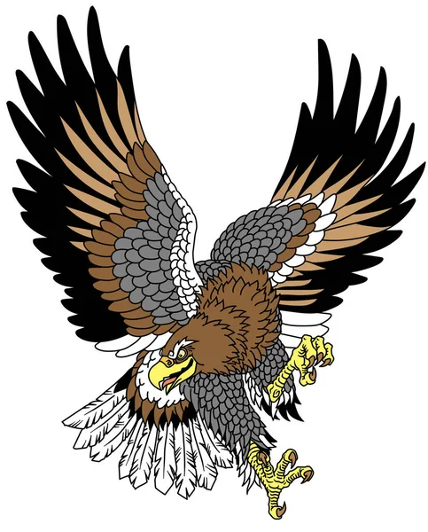 Aquila Giapponese Stilizzata Atterraggio Attacco Rapace Tatuaggio Stile Vettoriale Illustrazione — Vettoriale Stock