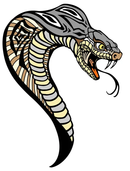 Cabeza Cobra Una Serpiente Venenosa Posición Defensiva Postura Ataque Ilustración — Vector de stock