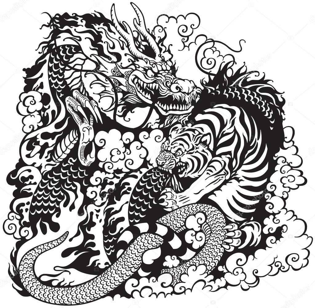 Dragon and tiger fighting