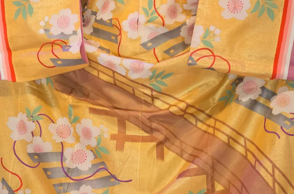 Detalhe do tecido Kimono durante a apresentação — Fotografia de Stock