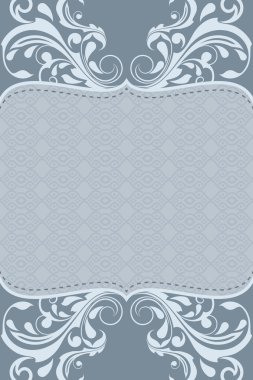 Soyut gri mavi çiçek vintage kart tasarımı.