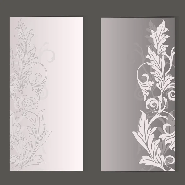Plantilla vector tarjeta floral beige en 2 variantes . — Vector de stock