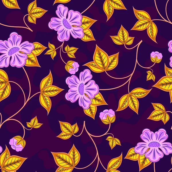 Fond d'écran sans couture fleur abstraite violet et jaune vecteur . — Image vectorielle