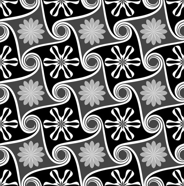 Seamless abstract flower monochrome vector wallpaper. — Stock Vector