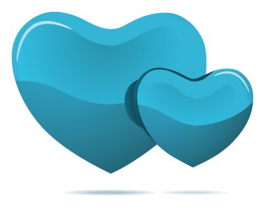 Beyaz arka plan üzerinde izole iki mavi kalp