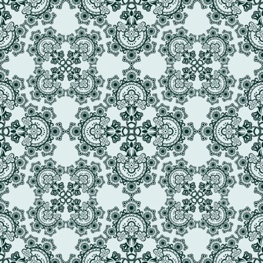 Sorunsuz yeşil çiçekli süslü vektör desen.