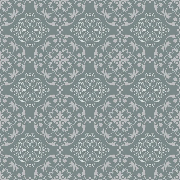 灰色青いシームレスなビンテージ ベクトルの壁紙パターン. — ストックベクタ