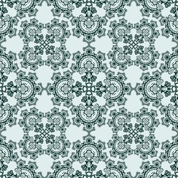 Seamless green floral ornate vector pattern. — Stock Vector