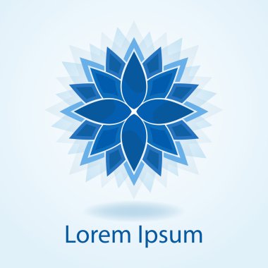 Soyut mavi çiçek amblem veya logo tasarım vektör şablonu.