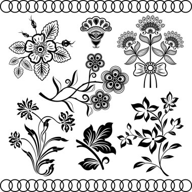 vintage vector floral tasarım öğeleri üzerinde bej backgrou izole