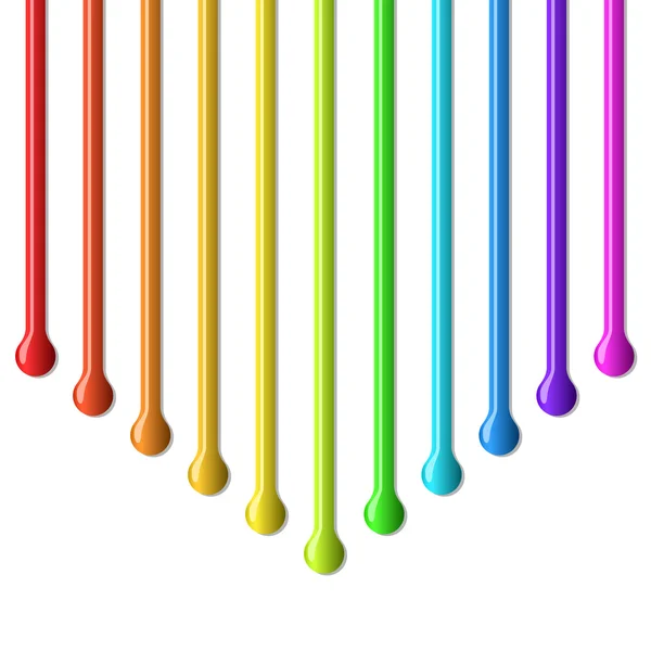 Kleurrijk druppels vormige druppelen omlaag pijl — Stockvector