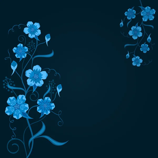 Fondo vector floral azul oscuro con espacio de copia . — Vector de stock