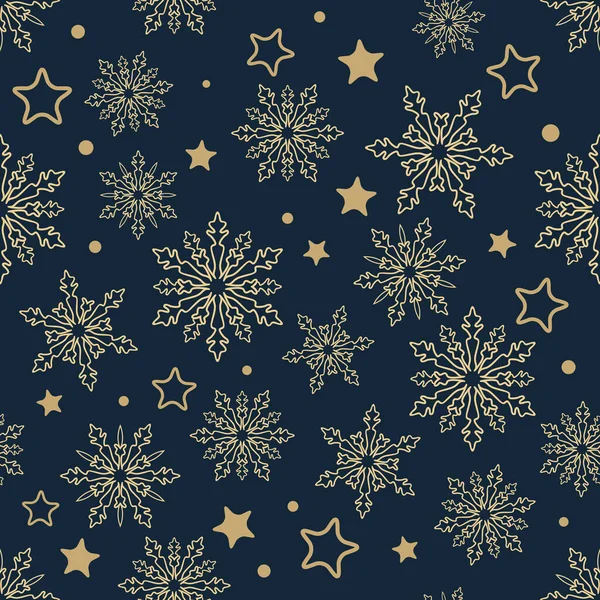 Seamless Christmas Background Cut Snowflakes Dark Backdrop Holyday Vector Template — Stock Vector