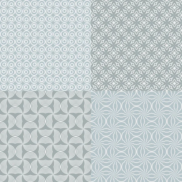 Ensemble de 4 motifs vectoriels géométriques gris sans couture . — Image vectorielle