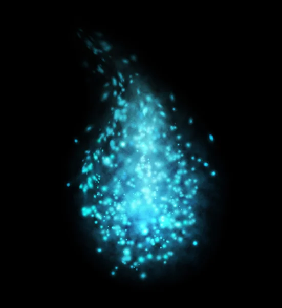 Blue magic Christmas flame isolated on black background. — Stock Photo, Image