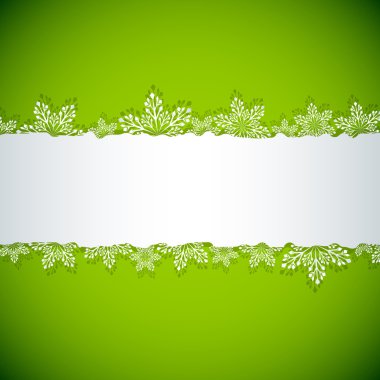 Yeşil Noel kar tanesi şerit vektör arka plan.