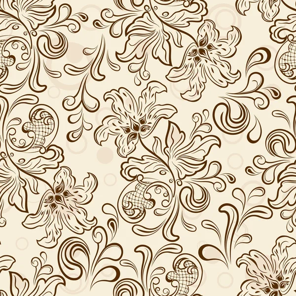 Modèle de papier peint vectoriel contour floral sans couture . — Image vectorielle