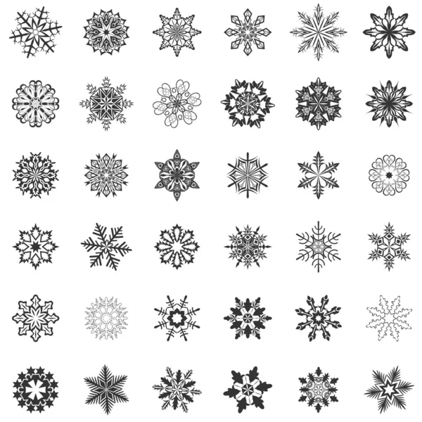 Formas abstratas de flocos de neve isolados sobre fundo branco . — Vetor de Stock