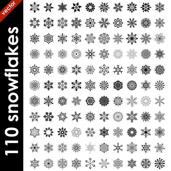 Big set of snowflake shapes isolated on white background. — Stock Vector