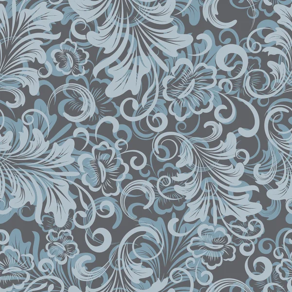 Winter blue floral wrapping paper vector pattern. — Stock Vector