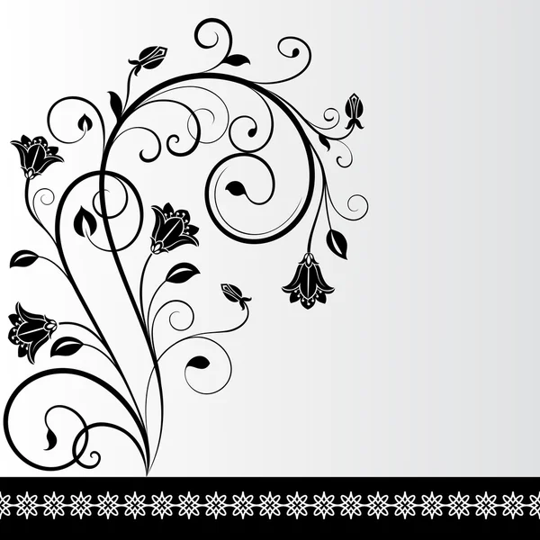 Black and white flower card design with copy space. — Stock Vector