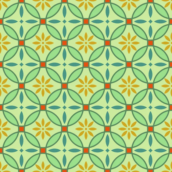Abstrakta sömlösa gröna och gula cirklar vektor mönster. — Stock vektor