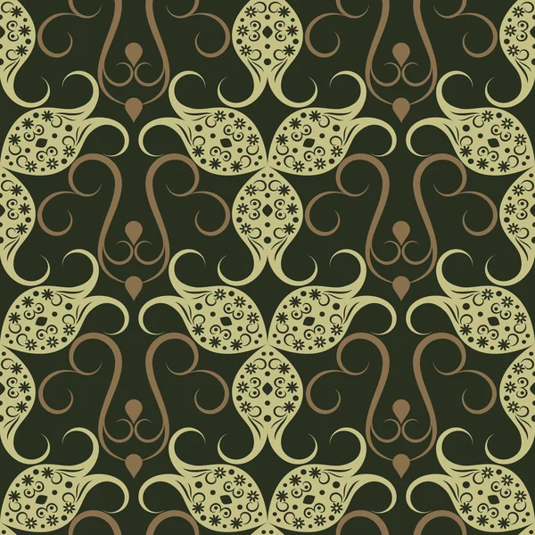 Abstract seamless green vintage floral vector pattern. — Stock Vector