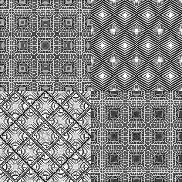 4 kesintisiz geometrik vektör desenleri. — Stok Vektör