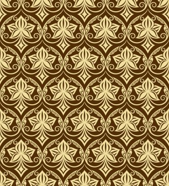 Sorunsuz soyut çiçek sarı ve kahverengi geometrik wallp vektör