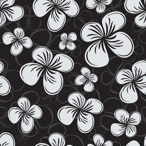 Seamless flower monochrome vector pattern. — Stock Vector