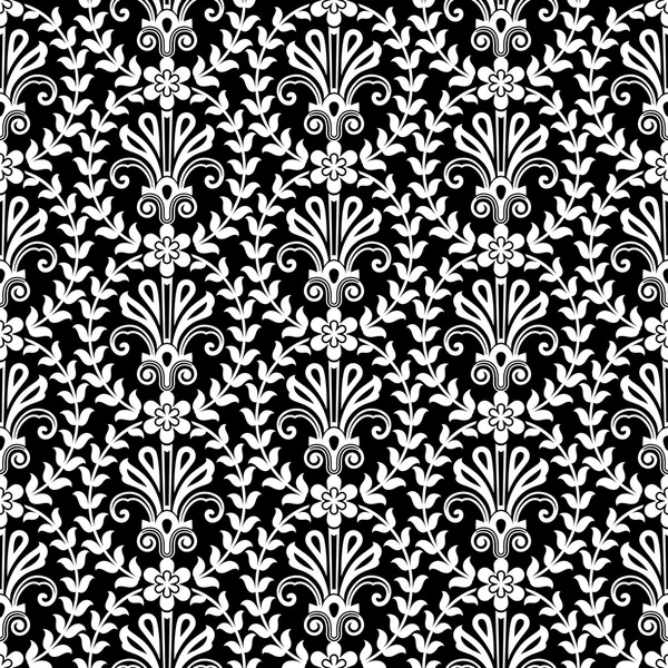 Anneaux de fleurs sans couture motif vectoriel monochrome . — Image vectorielle