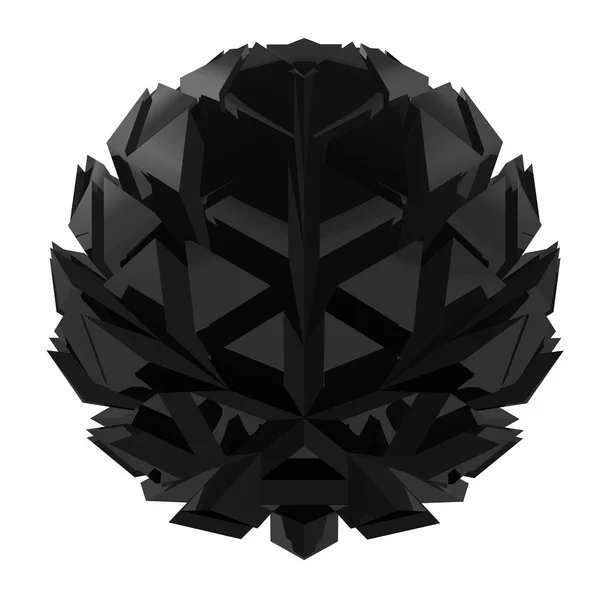 Abstracte sferische driehoek veelhoek zwarte bloem geïsoleerd op whi — Stockfoto