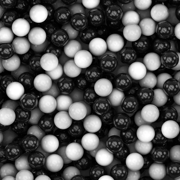 Boules brillantes noir et blanc fond 3D . — Photo