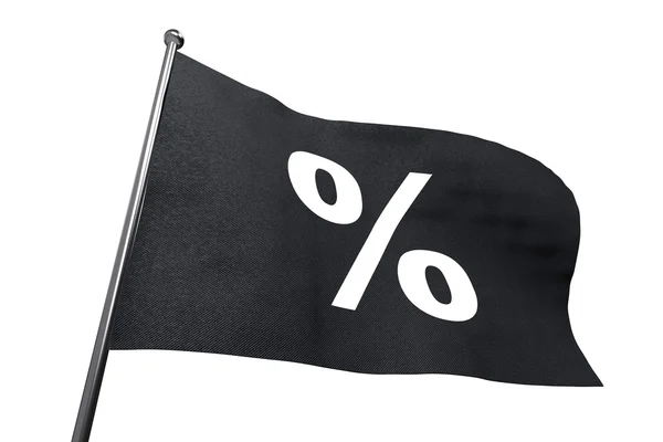 Gran Viernes Negro ondeando bandera con signo de porcentaje aislado en blanco — Foto de Stock