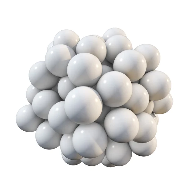 Palla di sfere bianche rendering 3D astratto . — Foto Stock