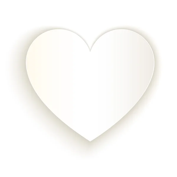 Papel blanco corte plantilla de vector de corazón sobre fondo blanco . — Vector de stock