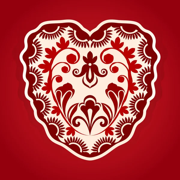 Forma astratta del cuore con ornamento vettoriale illustrazione . — Vettoriale Stock
