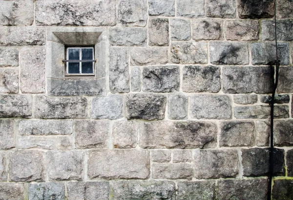 Viejo Muro Piedra Iglesia Con Pequeña Textura Ventana Fondo —  Fotos de Stock