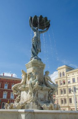 Gorlitz Almanya 'sında Muschelminna çeşmesi. açı görünümü