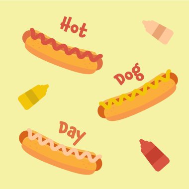 Ulusal Sosisli Günü Vektör İllüstrasyonu. Tasarımınız için şablon: kartpostal, kart, davetiye, pankart, rozet.  