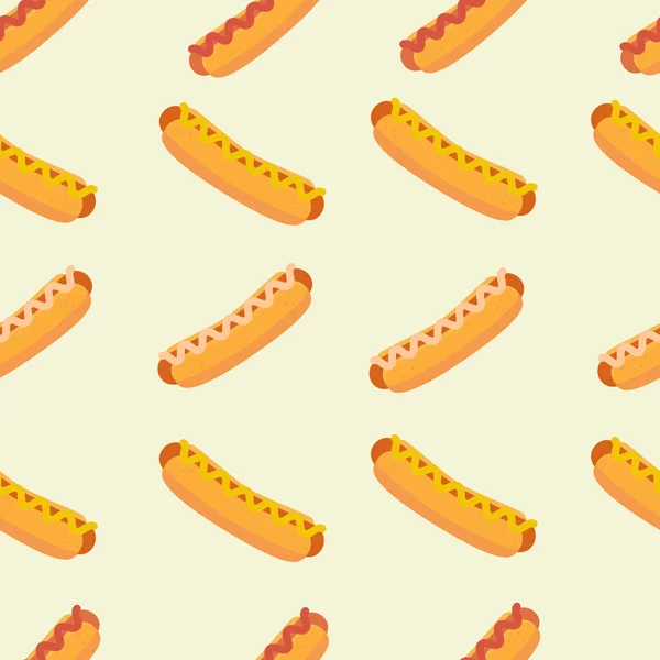 Modèle Sans Couture Vectoriel National Hot Dog Day Avec Différents — Image vectorielle