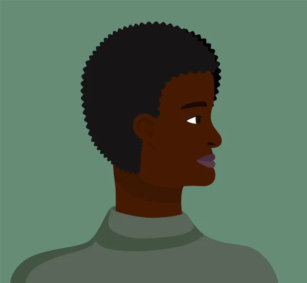 Афроамериканець Звичайний Чоловічий Профіль Портрет Хлопця Аватара Vector Flat Illustration — стоковий вектор