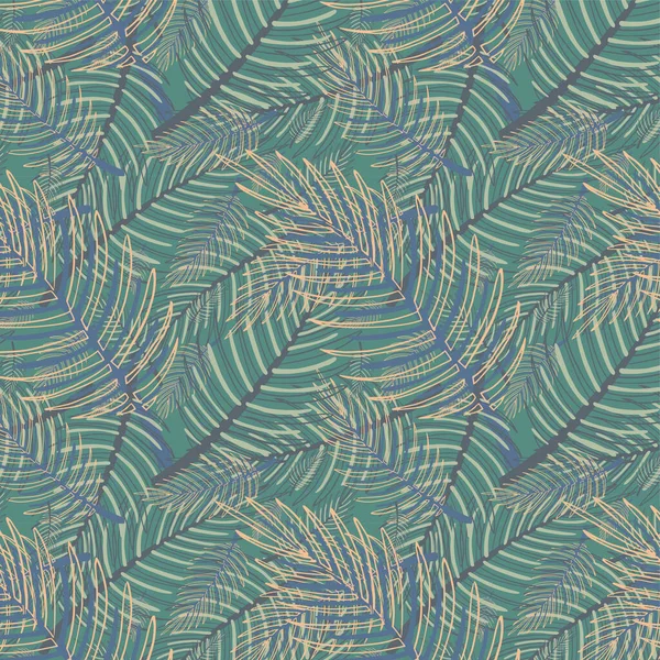 Пальмовые Листья Тропический Бесшовный Фон Графический Дизайн Разноцветными Пальмовыми Листьями — стоковый вектор