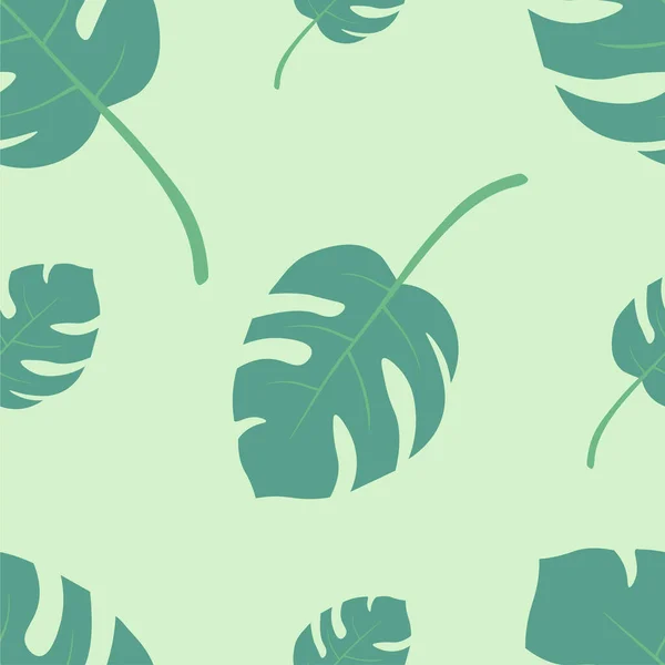 Nahtloses Muster Mit Monstera Blättern Verschiedenen Größen Und Winkeln Hergestellt — Stockvektor