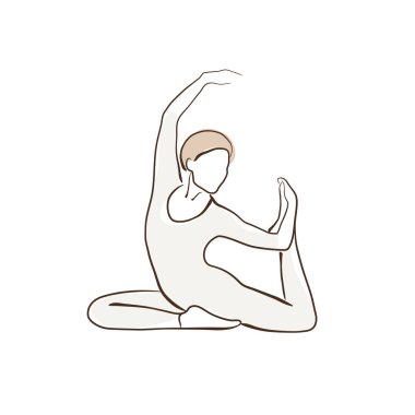 Kadın basit çizgi vektör çizimi, yoga sanatı, yoga yapan kadın, yoga pozisyonu
