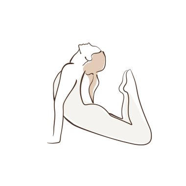 Kadın basit çizgi vektör çizimi, yoga sanatı, yoga yapan kadın, yoga pozisyonu