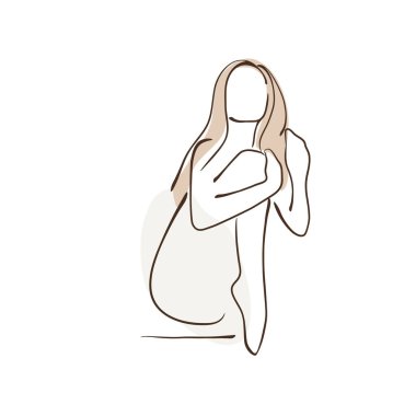 Dişi basit çizgi vektör çizimi