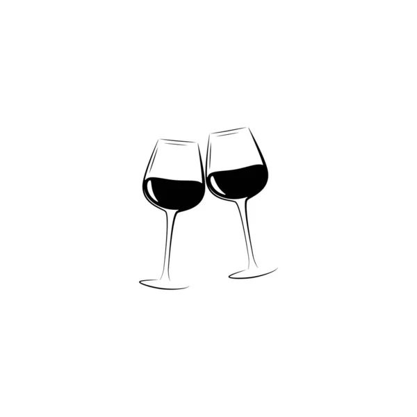 Símbolo Copos Vinho Dois Vinhedos —  Vetores de Stock