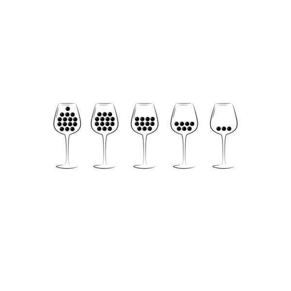 Simboli Bicchieri Vino Bicchieri Vino — Vettoriale Stock