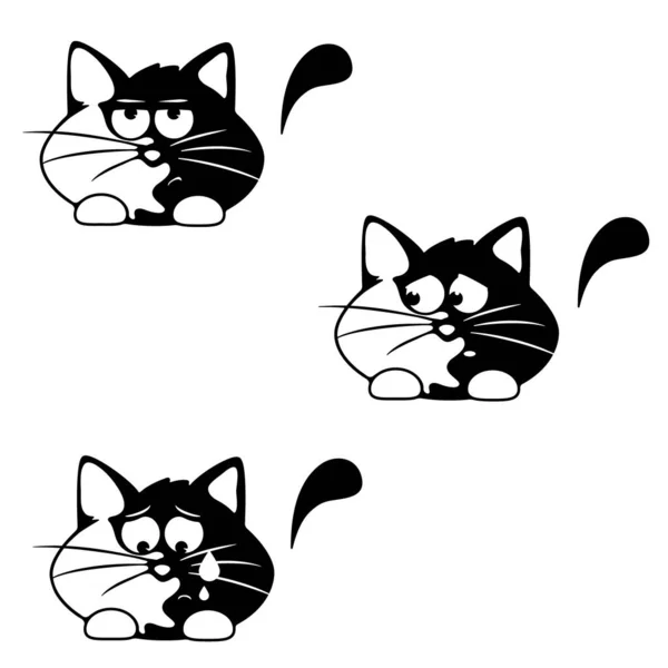 Gato Triste Blanco Negro Ilustración Vectorial Archivo Para Corte Por — Vector de stock